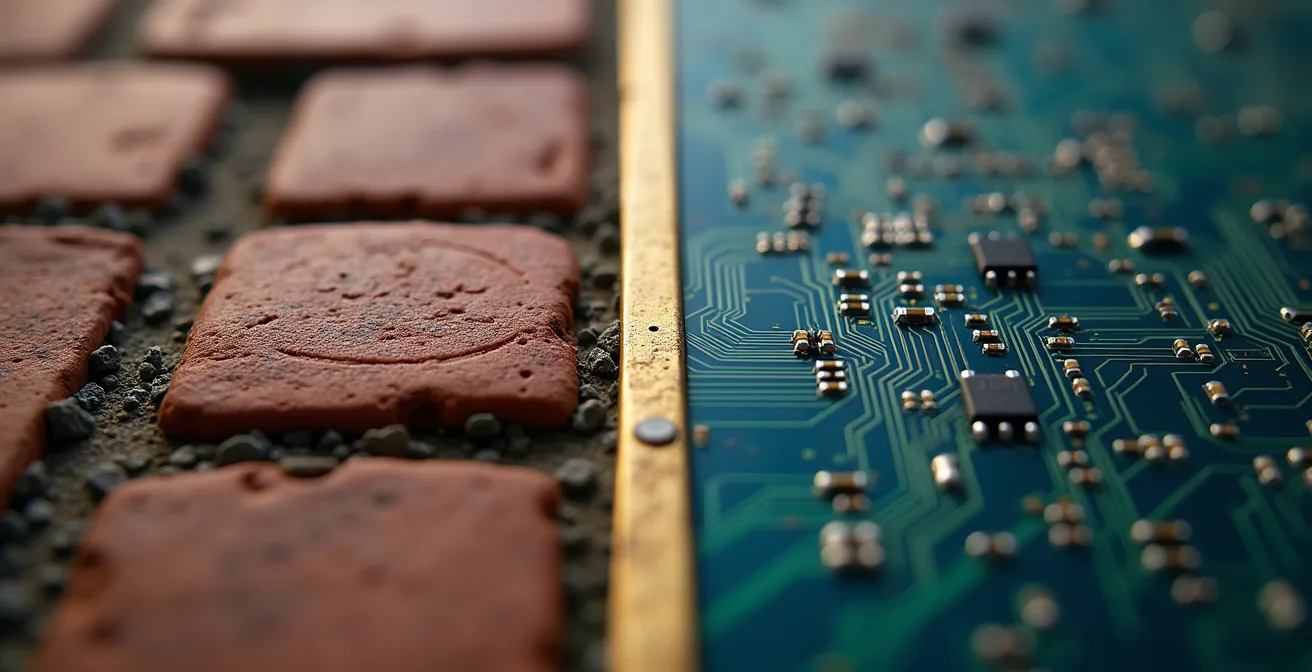 Bilancia simbolica tra investimento immobiliare e mercato azionario