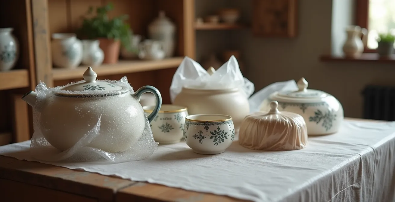 Ceramiche italiane protette con imballaggio professionale per il trasporto