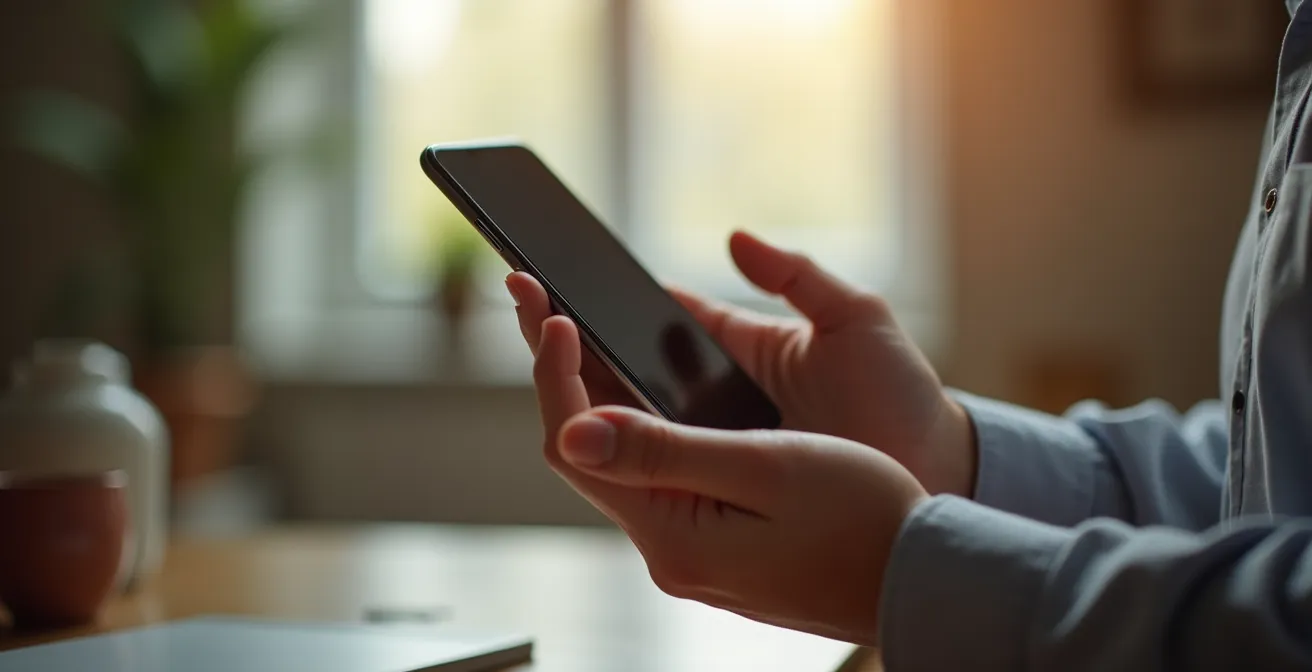 Mani che configurano le impostazioni di 'Non Disturbare' su uno smartphone.