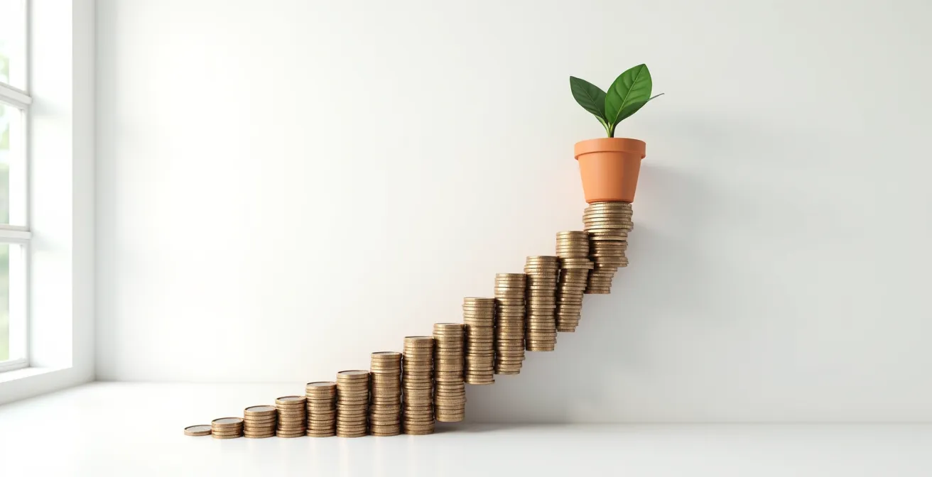 Visualizzazione creativa della crescita esponenziale dell'interesse composto