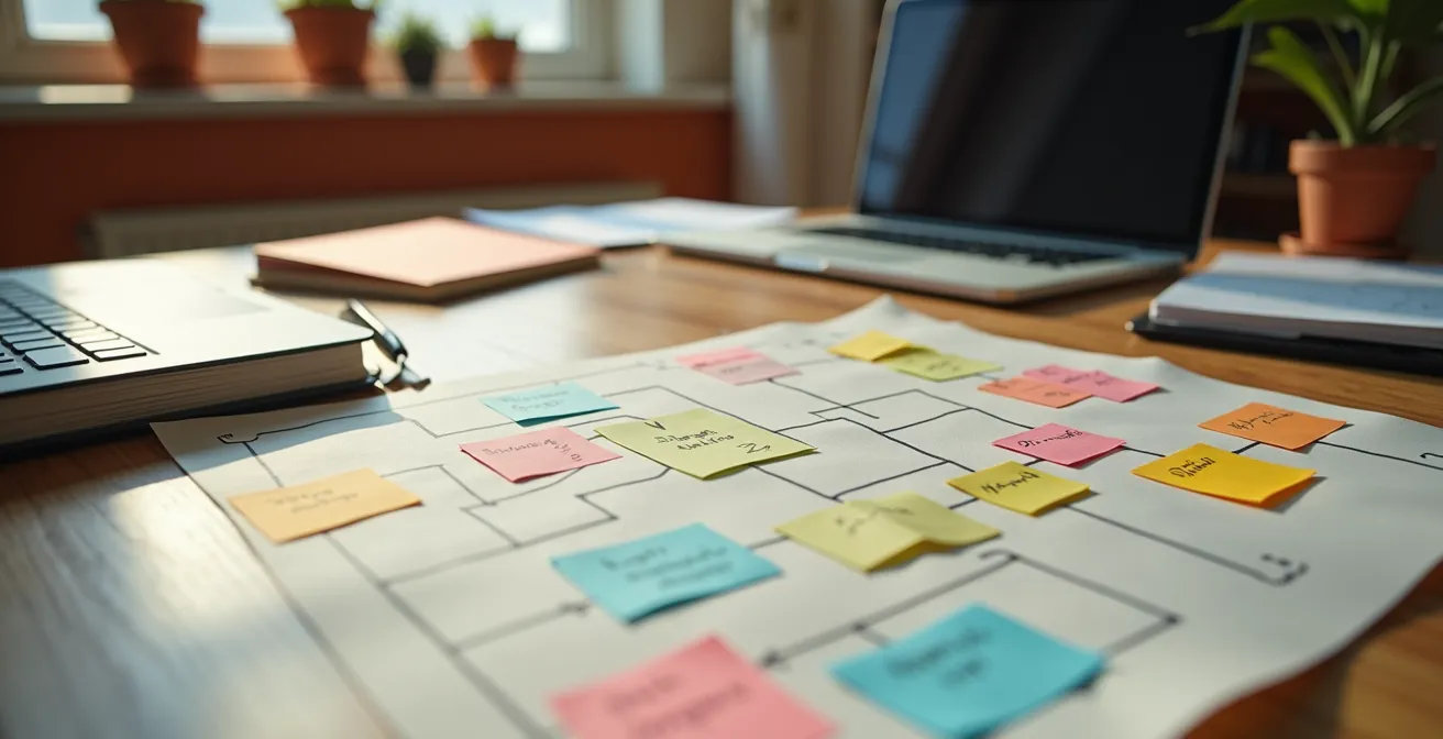 Ragazzo adolescente che lavora con materiali creativi e strumenti per imparare la logica del coding