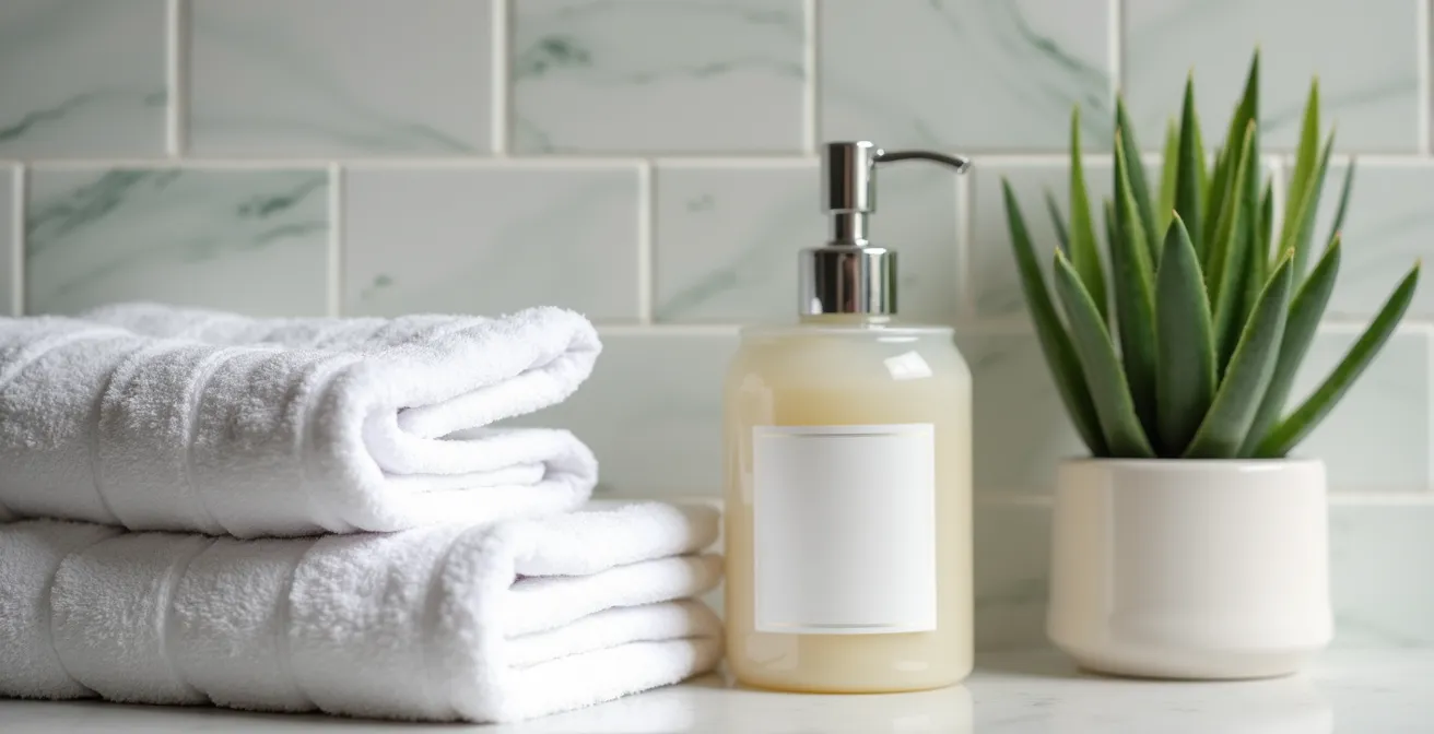 Bagno cieco italiano con illuminazione artificiale ottimizzata e dettagli di staging