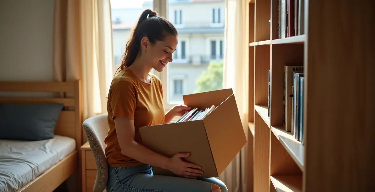 Camera per studente universitario arredata in modo economico e funzionale