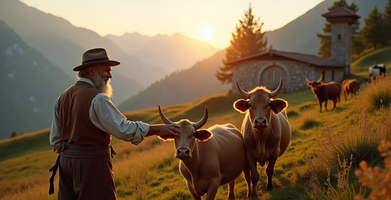 Pascolo alpino italiano con allevamento estensivo sostenibile