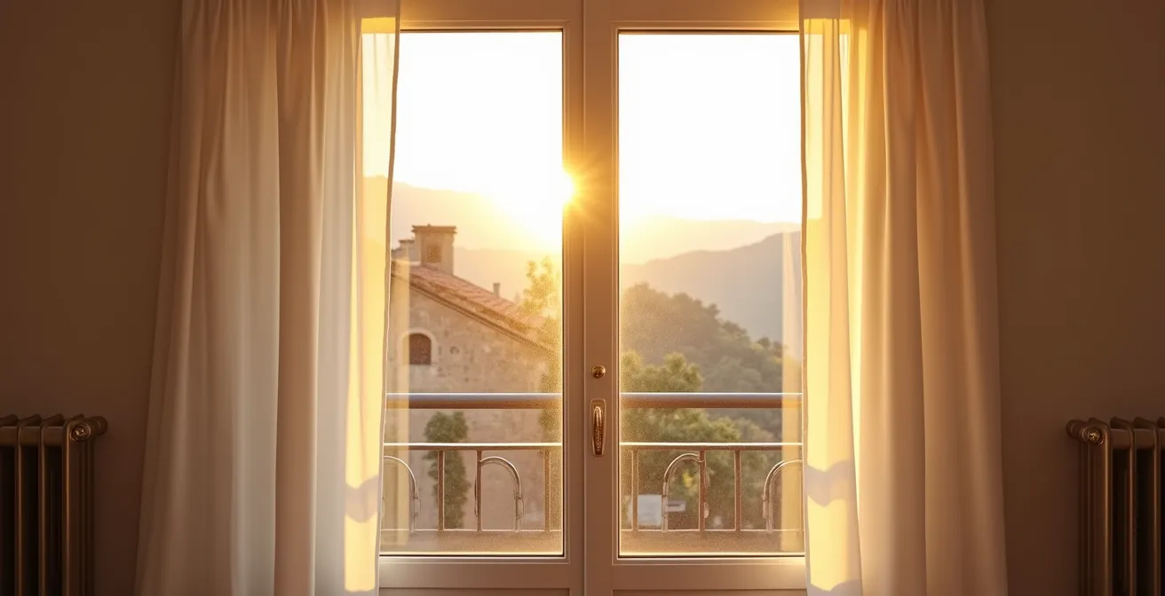 Finestra italiana con luce naturale ottimale e vista panoramica valorizzata