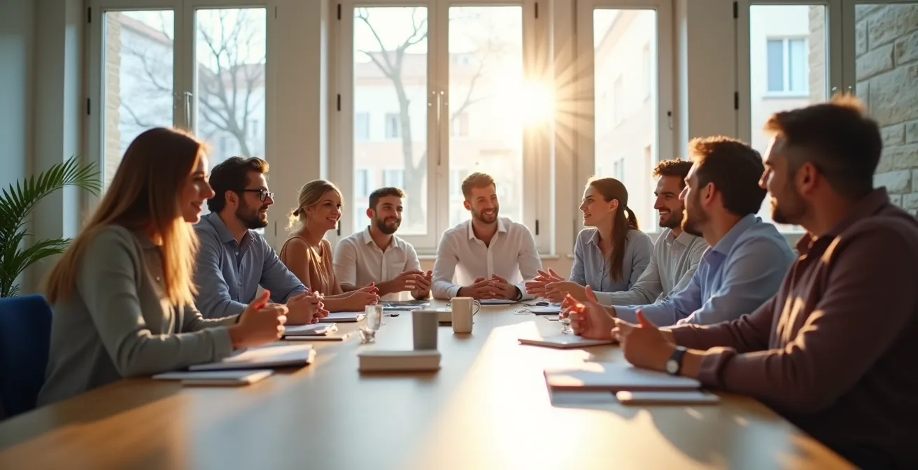 Team di dipendenti italiani in formazione sull'IA in un ambiente collaborativo