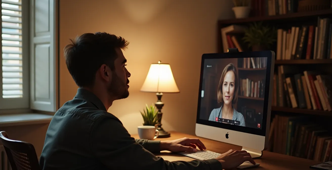 Postazione home office italiana con illuminazione ottimale per videochiamate