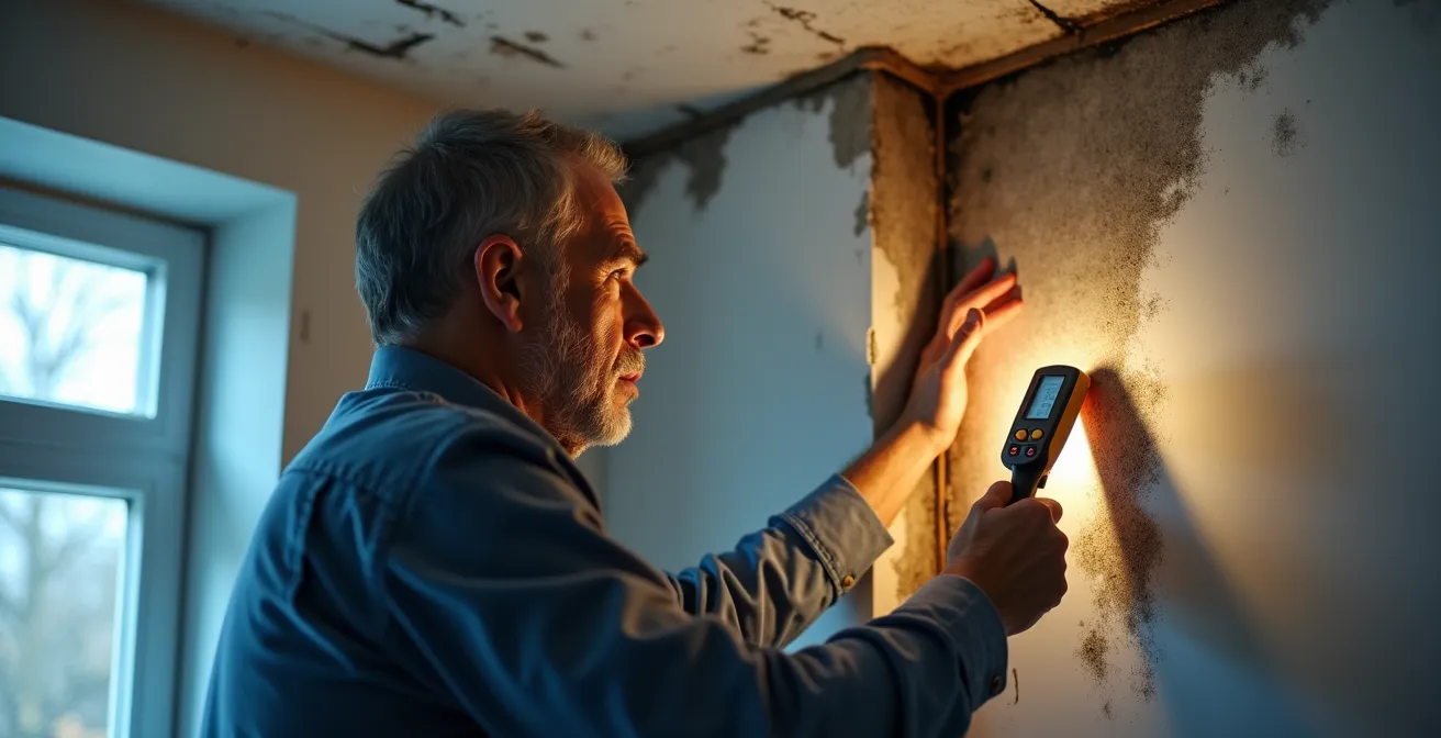 Immagine termografica di ponte termico negli angoli con formazione di muffa