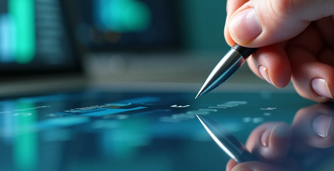 Mano che compila bonifico Art Bonus su tablet con schermata sfocata